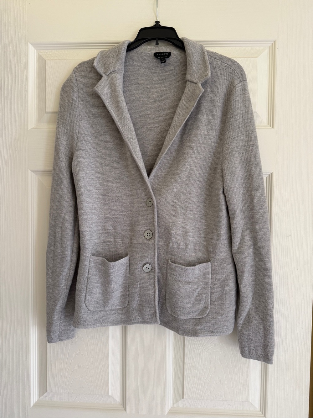 Talbots Heather Gray Merino Wool Cardigan